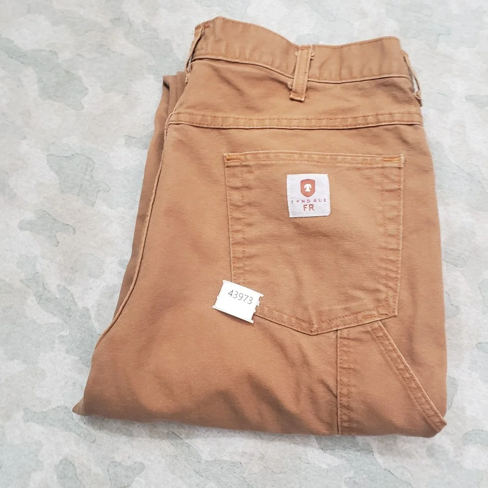 Tyndale‎ FR Pants Mens 38x32 Fire Resistant Work Wear Brown Pockets